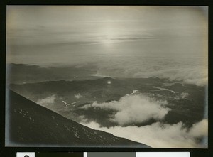 View of sunrise over a nearby valley from Mount Tamalpais, ca.1910