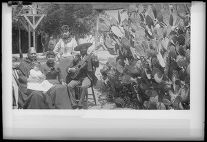 Ybarra family in their patio, upper Main Street at Ord Street, Los Angeles, ca.1889-1890