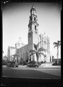 Exterior view of St. Vincent de Paul Catholic Church in Los Angeles