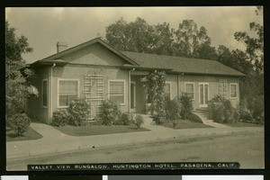 Exterior view of Valley View Bungalow with its surrounding gardens, ca.1920