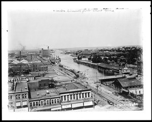 Birdseye view of the Stockton channel from the courthouse, ca.1905