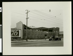 Lang Transportation Company in Huntington Park, showing 1933 earthquake damage, ca.1933