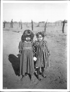 Two young Pima Indian school girls, ca.1900