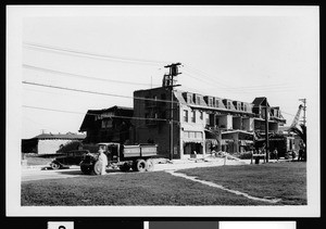 Earthquake damage shown along a street, Compton, March 1933