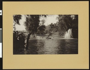 Boys boating in Cooper Lake in Modesto, 1900-1940