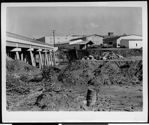 View of flood damage at Warner Brothers Studio, 1938