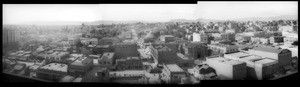 Panoramic view of downtown Los Angeles, looking west on 6th street from the top of the Pacific Electric building, 1904