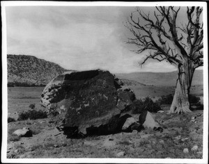 View of Comanche Indian Rock on the Crosselle Ranch in Folsome, New Mexico, ca.1900