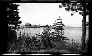 View of a large boat at a dock on Lake Tahoe