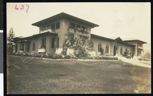 Exterior view of the El Mirasol Hotel in Santa Barbara, ca.1930