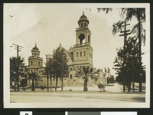 Exterior view of the First Methodist Church in Redlands, ca.1900