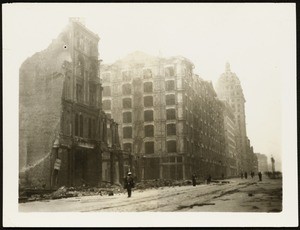 San Francisco earthquake damage, showing the ruins on Market Street, 1906