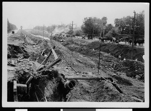 Construction project in dirt and debris filled area