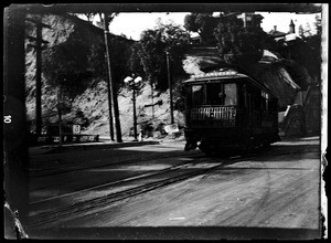 Streetcar on an unpaved street in Los Angeles