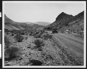 Road at the Colorado River Ferry, near Hoover Dam, ca.1933