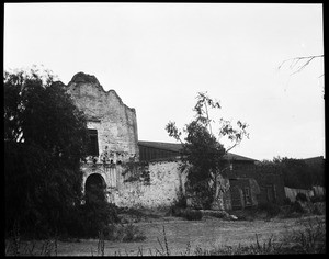 A front view of the ruins of Mission San Diego de Alcala (founded 1769)