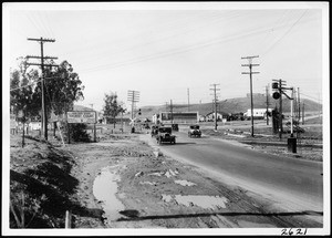 View of Valley Boulevard near the Southern Pacif Railroad crossing before improvement, ca.1930/1960