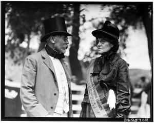 "Wedding of the rails", showing a man and woman in costume, 1926