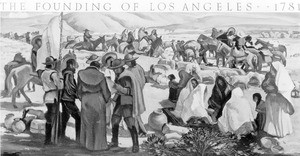 Mural painting which depicts the founding of Los Angeles, ca.1931-1939