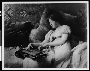 The painting "Song Without Words", depicting a young woman playing a zither