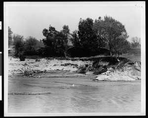 Flooded river and damaged bank, 1938