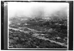 Aerial view of Pasadena Rose Bowl during a football game, 1927