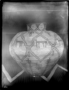 Unidentified Indian basket on display, ca.1900