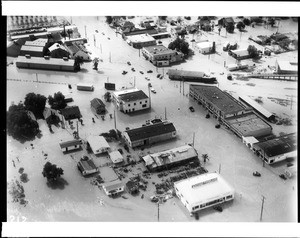 Aerial view of flooded streets in Los Angeles, ca.1930