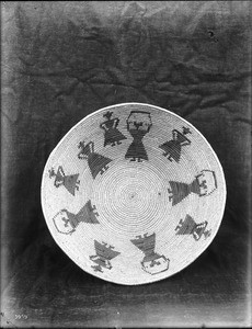 Unidentified Indian basket on display, ca.1900