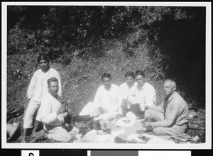 Men picnicking in Mexico, ca.1905