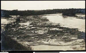 A logjam in the Mississippi River, St. Cloud, Minnesota