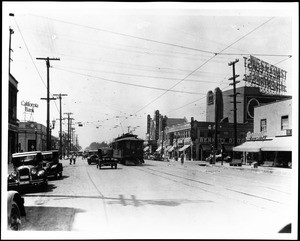 View of Washington Boulevard looking west its intersection with Vermont Avenue, ca.1920-1930