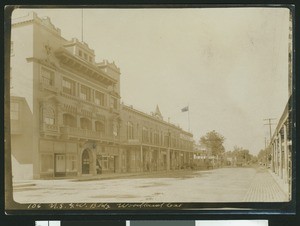 Exterior view of the U.S. Y.(?) W. Building in Woodland, 1900-1940