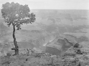 Distant view of the Colorado River from O'Neils Point on the rim of the Grand Canyon east of the Bright Angel Hotel, 1900-1930