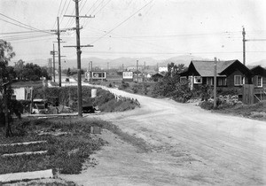 View of Barrington Avenue looking north from a point south of Wilshire Boulevard in Brentwood, 1930-1939