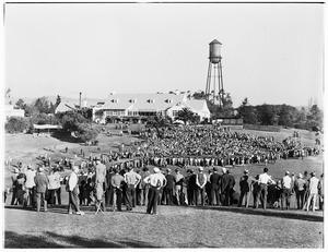 Large group of golfers at the Midwick Country Club in South Alhambra, California