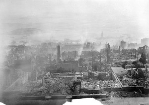 Burned-out buildings in San Francisco after the earthquake and fire, 1906