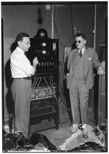 J. Robert Atkinson with a sound recording technician