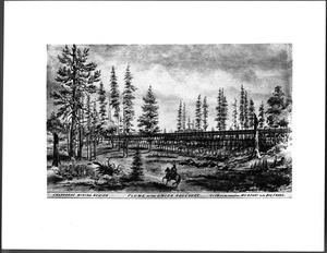 Drawing by Edward Vischer of the Union Aqueduct in the Calaveras mining, 1862