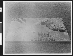 Model of a camouflaged military installation and runway during World War II, ca.1939