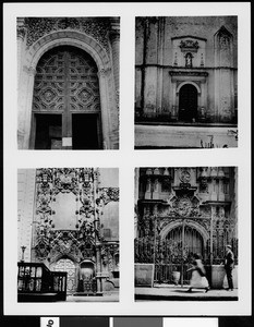 Mexican architecture, a series of 4 views showing various street scenes in Mexico