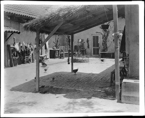 Adobe courtyard at the Rancho La Brea, later known as Gilmore Ranch