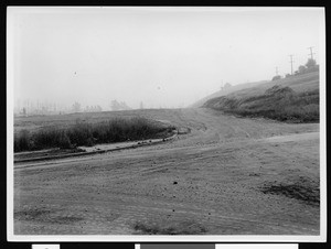 View of an unpaved intersection in Los Angeles