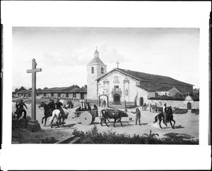 Painting of Mission Santa Clara by Andrew P. Hill as it appeared in 1849, 1880