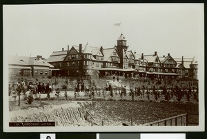 Hotel Redondo with newly planted foliage in the foreground, ca.1898