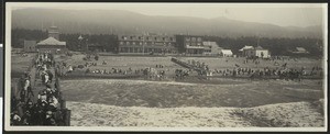 View of Hotel Moore from the Pacific Pier at Clatsup Beach in Seaside, Oregon