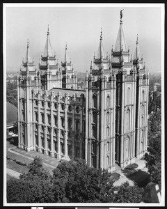 Exterior view of the Mormon Temple in Salt Lake City, Utah