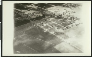 Aerial view of flooding of the Santa Ana River near Corona, ca.1930