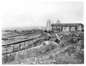 Exterior view of the Mission Santa Barbara, ca.1880