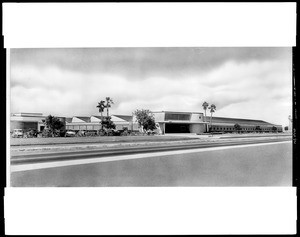 Exterior view of the McCulloch Motors Corporation building in Los Angeles